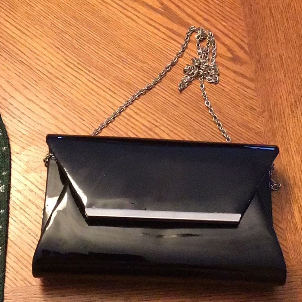 Kelly & katie Black patent clutch purse